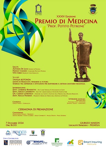Medicina, “Il Portale” presenta 34^ edizione premio “Potito Petrone” a Pignola